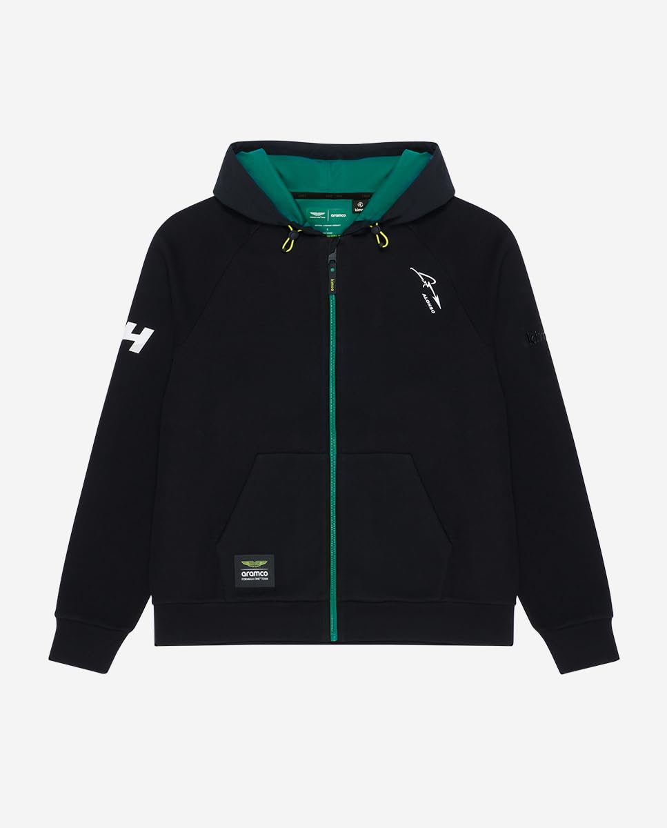 Kimoa - Sudadera ASTON MARTIN F1 2024 Fernando Alonso - Sudadera Hombre con Capucha, Sudadera Cremallera Hombre - Tejido Reciclado