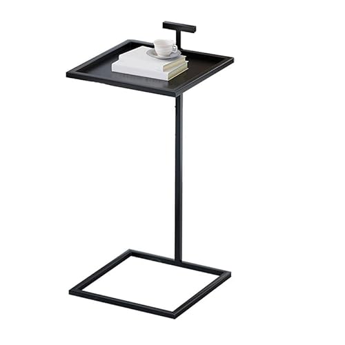 Craftthink Small End Table, Mid-Century Modern Square Tray Top Side Table 23" Tall Metal C End Table Sofa Bed Snack Side Table For Laptop Coffee In Living Room, Easy Assembly, 2 Tables Black #TOP3