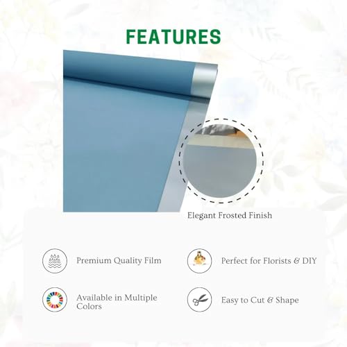 Image of Oasis Gift Wrapping Frosted Cellophane Roll For Multipurpose Hamper Packaging & Flower Bouquet Wrapping 80cmx25mtr 1 No Frosted Film Roll (w) Blue Silver)