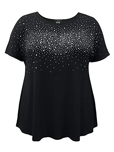 Plus U Studded Short Sleeve Swing Top (2X Black Studded) #TOP2