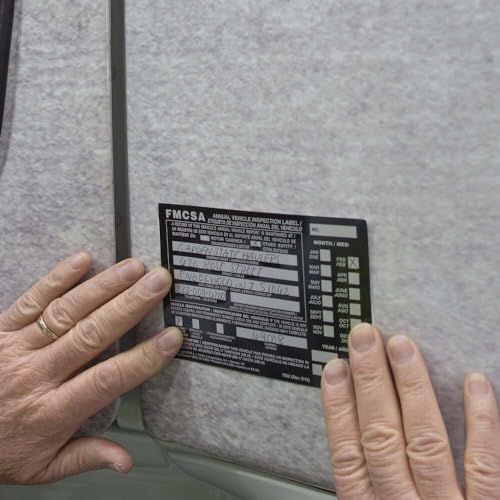J. J. Keller 15-Pack, Bilingual Aluminum Annual Vehicle Inspection Label, Black FMCSA Label with Punch Boxes, DOT Compliant - Thumbnail 3