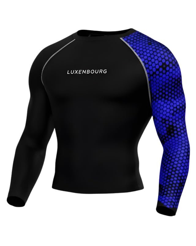 Image of Mens Gym Compression T-Shirt | Polyester Full Sleeve Sports Wear and Rash Guard for Training Workout and Athletic Activewear