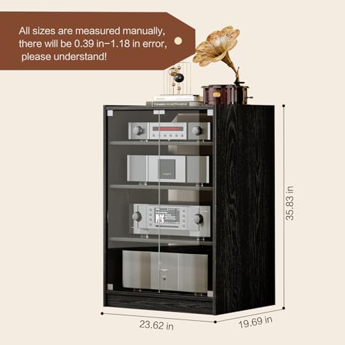 Yyj 603 Modern Audio-Video Media Stand With 4 Height-Adjustable Shelves, Av Cabinet With Glass Doors,Media Storage Cabinet Storage thumb #2