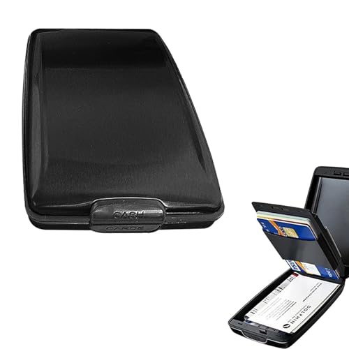 Cartera de aluminio para hombres y mujeres, Estuche rígido para tarjetas de presentación con bloqueo de metal, Protector de estuche rígido multifuncional con bloqueo de para tarjetas de visita
