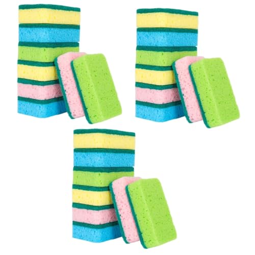 FRCOLOR 24pcs Colorful Kitchen Cleaning Sponges Double-Sided Absorbent Sponge and Tough Scouring Pad for Dish Washing and Scrubbing Dishes Bowls and More
