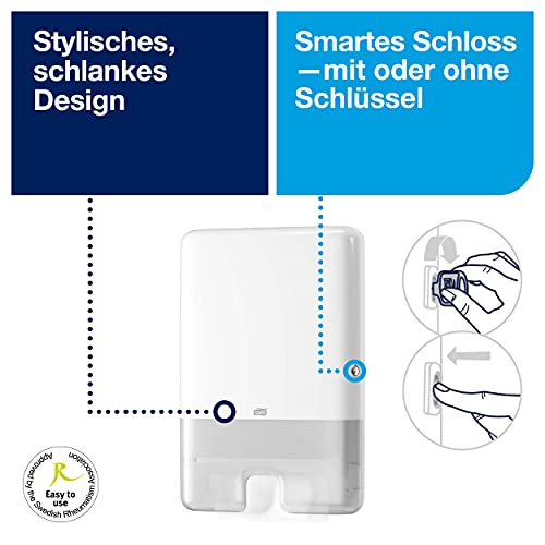 Tork Xpress Spender für Multifold Papierhandtücher 552000, Elevation Design - H2 Handtuchspender für Falthandtücher zur Einzelblattentnahme, schlankes Design, weià – Bild 3