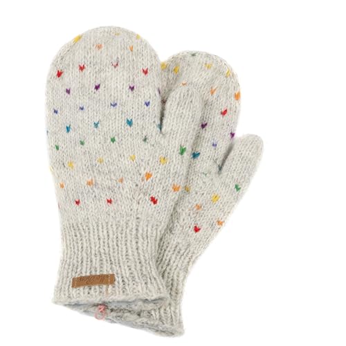 McRon Damen Gefütterte Fäustlinge aus Wolle Modell Nadeen (Regenbogen Naturhellgrau)