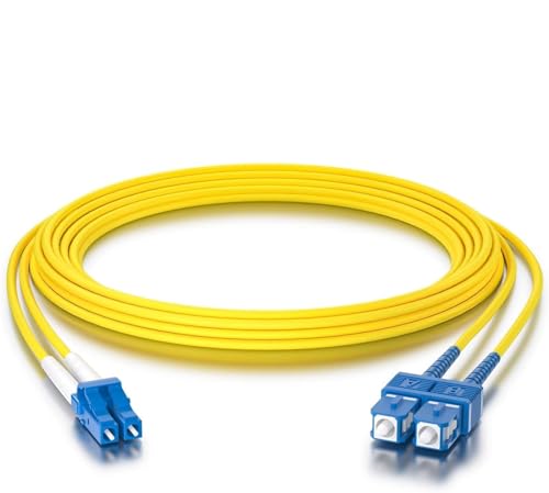 10Gtek Fiber Patch Cable - LC to SC OS2 10Gb/Gigabit Singlemode Jumper Duplex 9/125 LSZH Fiber Optic Cord, Yellow, 10-Meter(33ft)