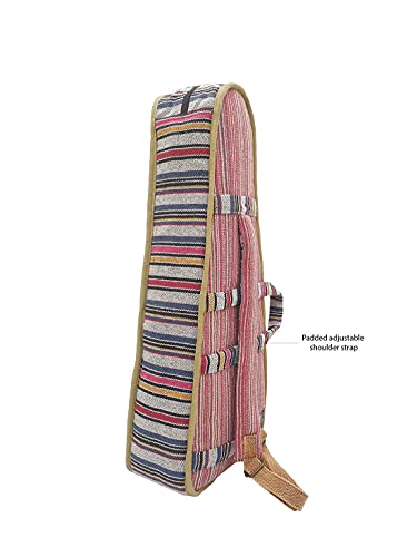 Image of The House of tara Modern Ukulele Bag | Ethnic Handloom Fabric Bag for Concerts | Multicolor | with External Zipper Pocket | Waterproof Padded Case | for Men and Women | Multicolor6