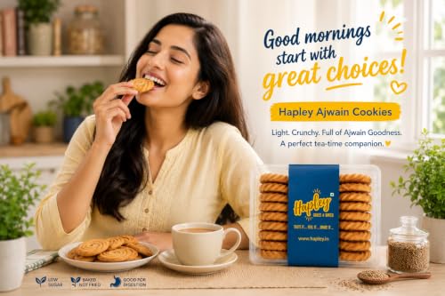Image of Hapley Ajwain Cookies 300g, No Palm Oil, Delicious Ajwain Cookies for Tea-Time & Snack Breaks