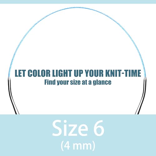 Image of cuteDIY Size 6 Circular Knitting Needles 16 Inch, US 6 / 4mm, Metal | Smooth Join and Flexible Cable Help Yarn Glide with Less Snagging for Hats, Sleeves and Small Projects
