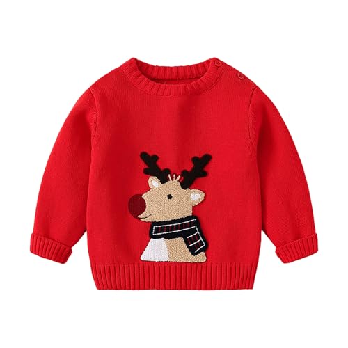 Cuwtheugwg Knitted Sweater Tops Outfits Christmas Ugly Pullover Knitwear Shirts Costume Jumper Kids Boys Sweatshirt New Born Baby Girls Clothes Warm Coat Red