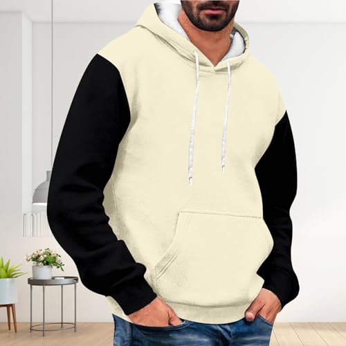 Mens Color Block Hoodies Pullover Casual Drawstring Hooded Sweatshirts Trendy Spring Shirt Long Sleeve Plus Size Tops2