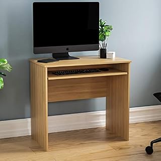 Vida Designs Huby Small Computer Desk, Home Office Compact PC/Laptop Table, Gaming Study Portable, Workstation with Keyboard Tray, Furniture, Pine