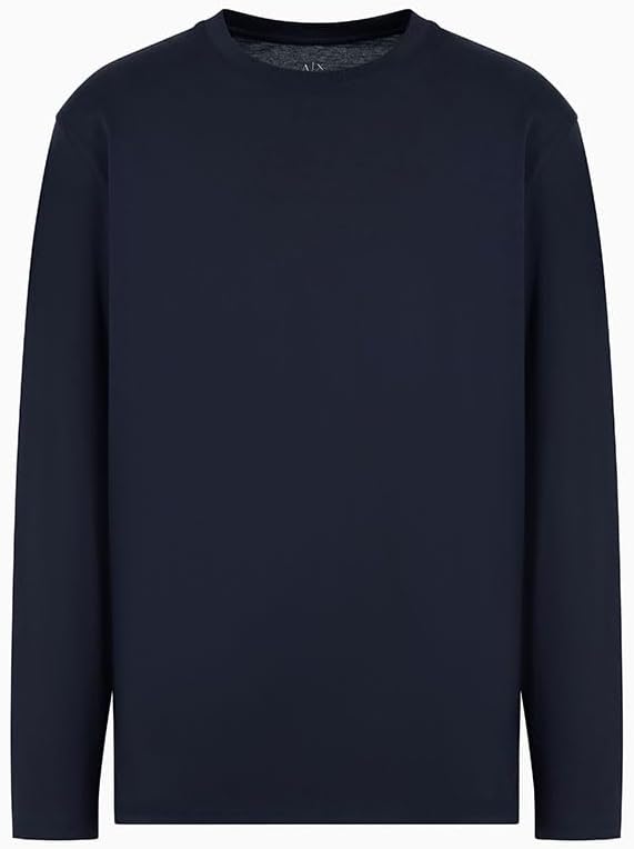 Armani Exchange Men's Small Side Logo Tab Long Sleeve Regular Fit Mercerized Cotton Tee - Image 3