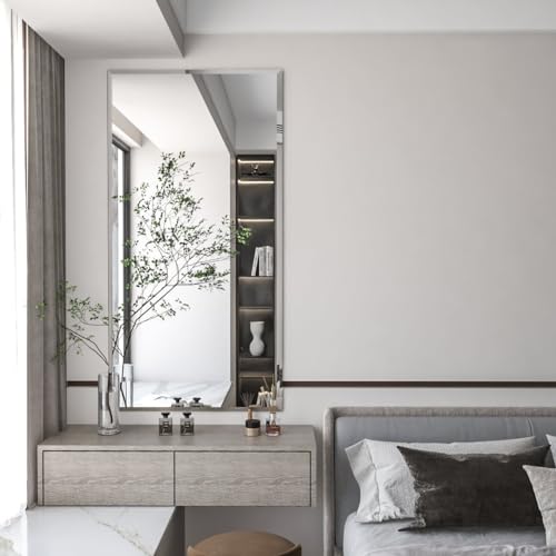 Rahmenloser Wandspiegel Kristallspiegel Badspiegel mit Facettenschliff und Befestigung 130 x 40 cm 25 mm