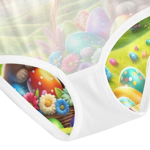 Girls Underwear, Easter Rabbit Colorful Eggs Toddler Girl Panties, Cotton Underwear for Girls, 2T–8 Years4