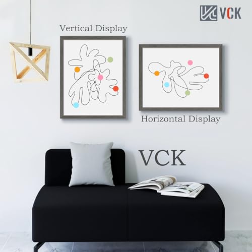 Image of VCK 22x28 Poster Frame Solid Wood Gray Grey 3 Pack Picture Frames 22 x 28 Inches with Wall Mounting Hanging