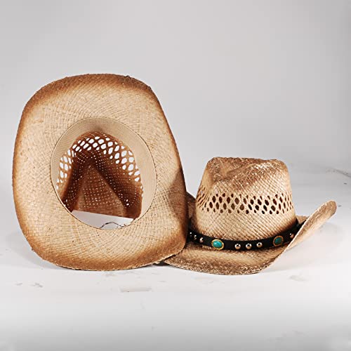 Straw Cowboy Cowgirl Hats For Women Men Summer Beach Sun Hat Panama Woven Straw Hat Wide Brim Western Cowboy Hat #TOP1