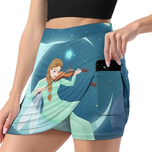 Jupe de tennis femme avec poche short de sport athlétique du Ciel Étoilé