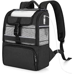 CURMIO POC Backpack Compatible with Rhythm Healthcare P2/P2-E6/P2-E7, Black | Portable Oxygen Concentrators Carrying Bag with Mesh Panels for Breathability, Adjustable Bungee Cord to Keep POC, Bag Only