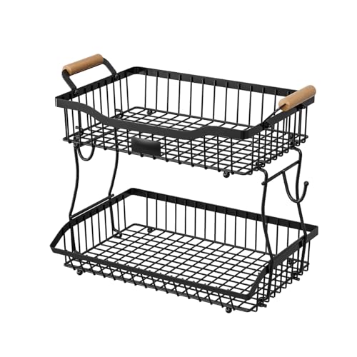 Générique Panier à Fruits pour Comptoir Cuisine | Support À 2 Niveaux Pour Aliments,Organisateur De Snacks Pour Table,Fruits Légumes Snacks Garde-Manger...