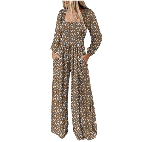Calça feminina plissada flare perna larga flor ajuste solto macacão calça unitard para mulheres outo