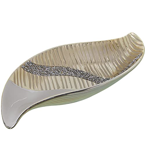 Coupe en céramique blanc et champagne 36x18cm pour décoration de table - 2