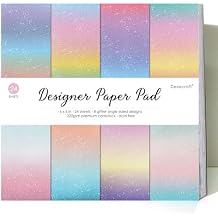 24 Sheets 6 x 6 Glitter Shining Ombre Pastel Cardstock Scrapbook Decorative Paper for Card Making Journaling Origami Scrapbook Paper Scrapbooking Supplies Spring