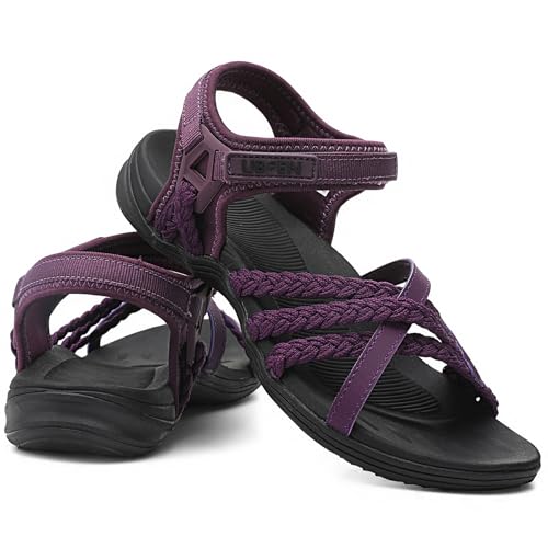 Image of UBFEN Womens Hiking Sandals Outdoors Water Sport Arch Support | Comfortable Adjustable Ankle Strap, Lightweight Suitable for Beach, Travel, Golf and Daily Wear