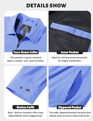 Image of TACVASEN Mens Lightweight Windbreaker Full Zip Up Laydown Collar Jackets Light Casual Coat with Zip Pockets