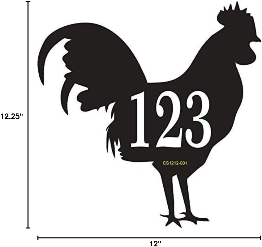 Comfort House Personalized Address Sign Shaped Like A Rooster - Custom Address Plaque Displays Your House Number # CS1212