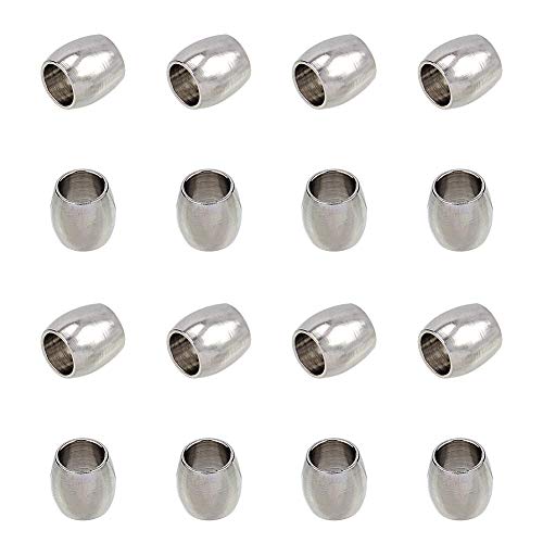 UNICRAFTALE 100pcs 6mm Barrel Pattern Spacer Beads Stainless Steel Loose Beads Metal Small Hole Spacer Beads Smooth Surface Beads Finding for DIY Bracelet Necklace Jewelry Making, Hole 4mm