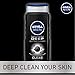 NIVEA Men DEEP Active Clean Body Wash - 8-hour Fresh Scent with Natural Charcoal - 16.9 fl. oz. Bottle (Pack of 3)