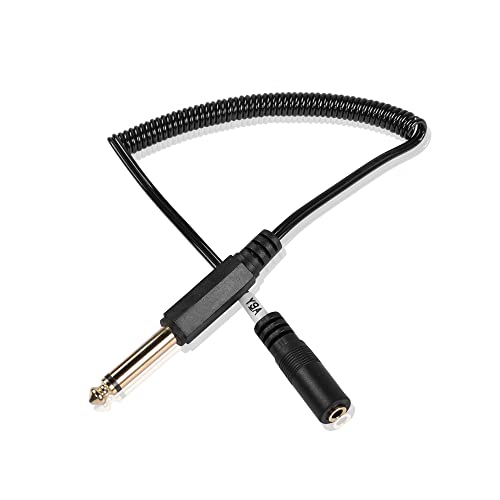 PNGKNYOCN 1/4' to 1/8' Mono Audio Cable，3.5mm(1/8 inch) TS Female to 6.35mm (1/4 inch) TS Male Audio Coiled Cable for Amplifier, Speaker,Guitar
