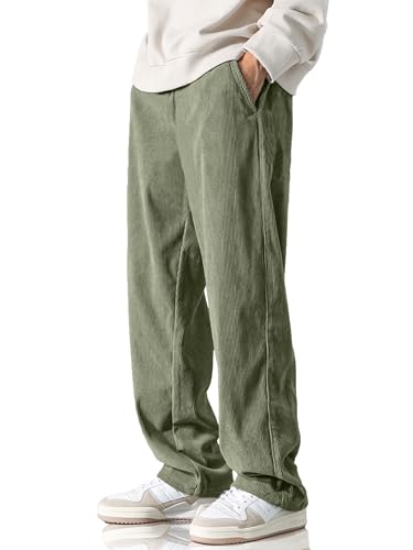HOTake Men's Casual Corduroy Pants Elastic Waist Drawstring Baggy Sweatpants Loose Fit