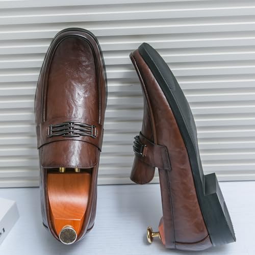 Men's Slip - on Loafers, Square - Toe Business Formal Leather Shoes, Suitable for Business and Formal Events.2