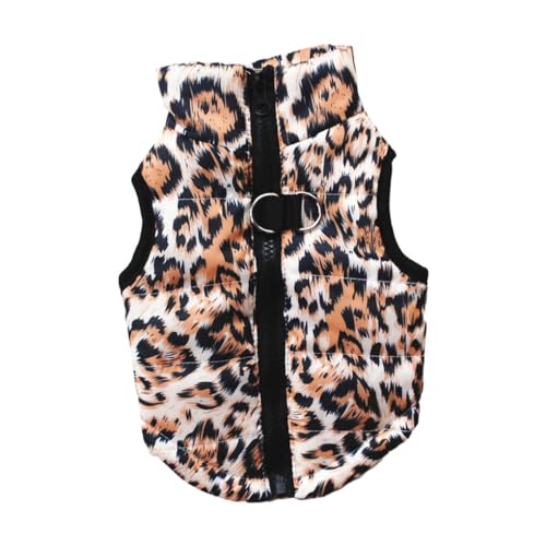 AUklOPVZZ Ropa de Invierno Acolchada cálida y Elegante para Perros o Gatos pequeños, Abrigo de Invierno Acolchado para Perros y Gatos pequeños de poliéster, Estampado de Leopardo, S