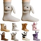 KOPOAO 3D Knit Animal Socks, Animal Socks Hand Crocheted, Double-layer cotton, Warm embrace (1pair-h)