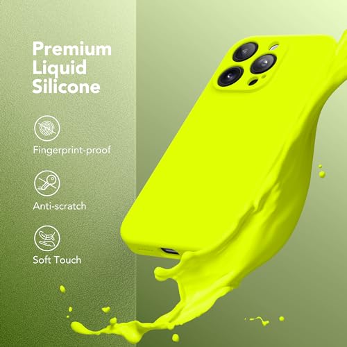 Image of Magnetic for iPhone 13 Pro Max Case, Compatible with MagSafe, [Full Camera Protection][Screen Protector] Silicone Shockproof Protective Phone Case for iPhone 13 Pro Max, Fluorescent Green