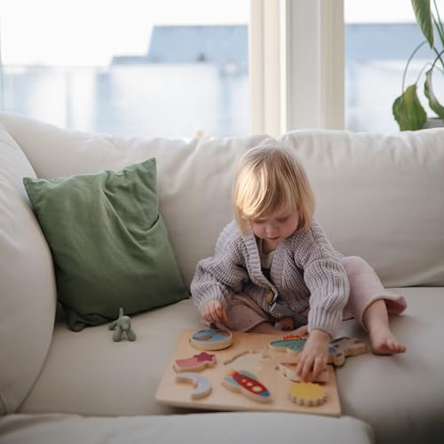 mushie Wooden Dino Puzzle | for Kids 3 Years+ | Preschool Educational & Toddler Montessori Toys (7 pcs) by mushie - Image 7