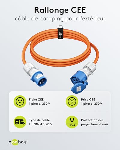 Rallonge CEE caravane 25 m idéale pour votre prochain camping