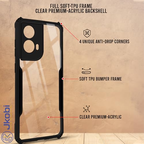 Image of Jkobi Back Cover Case for Motorola Moto G85 5G (Shockproof with Polycarbonate Clear Panel | Professional Black)