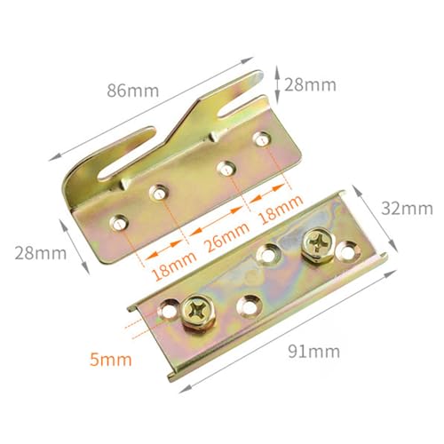 image for heyous 4PCS Galvanised Steel Bed Rail Hinge with Screw Bed Rail Bracke