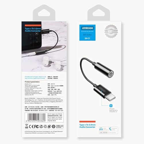 Cabo Adaptador Usb C X Fone Ouvido P2 Samsung Branco Joyroom