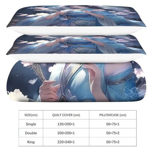 Parure de lit 3D dessin animé et fleur microfibre 220x240cm King