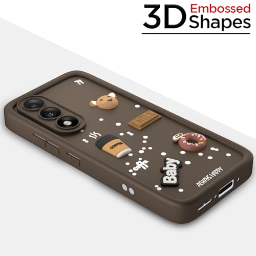 Image of Pikkme Back Cover for Oneplus Nord 5 5G | 3D Bear Silicone Cute & Fun Coffee Cartoon | Full Body Protection Bumper Case (Brown)