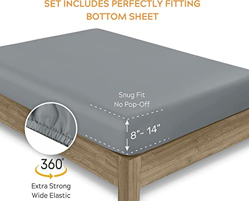 Sleep Mantra Premium 100% Organic Cotton King Bed Sheet Set - Soft & Cooling Percale Weave - 4 Piece Bedding Set with Deep Pocket - GOTS Certified - Breathable & Eco-Friendly (King, Dark Gray)