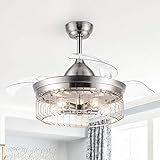 42 Inch Industrial Iron Cage Ceiling Fan 5-Light, Remote Control, Retractable Blades, 3-Speed Modern...