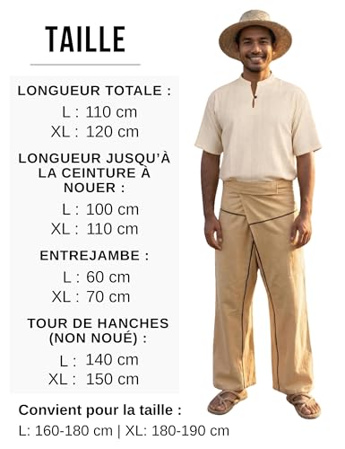 Pantalon thaïlandais ajustable PANASIAM coton léger grande taille 1m90 - 4